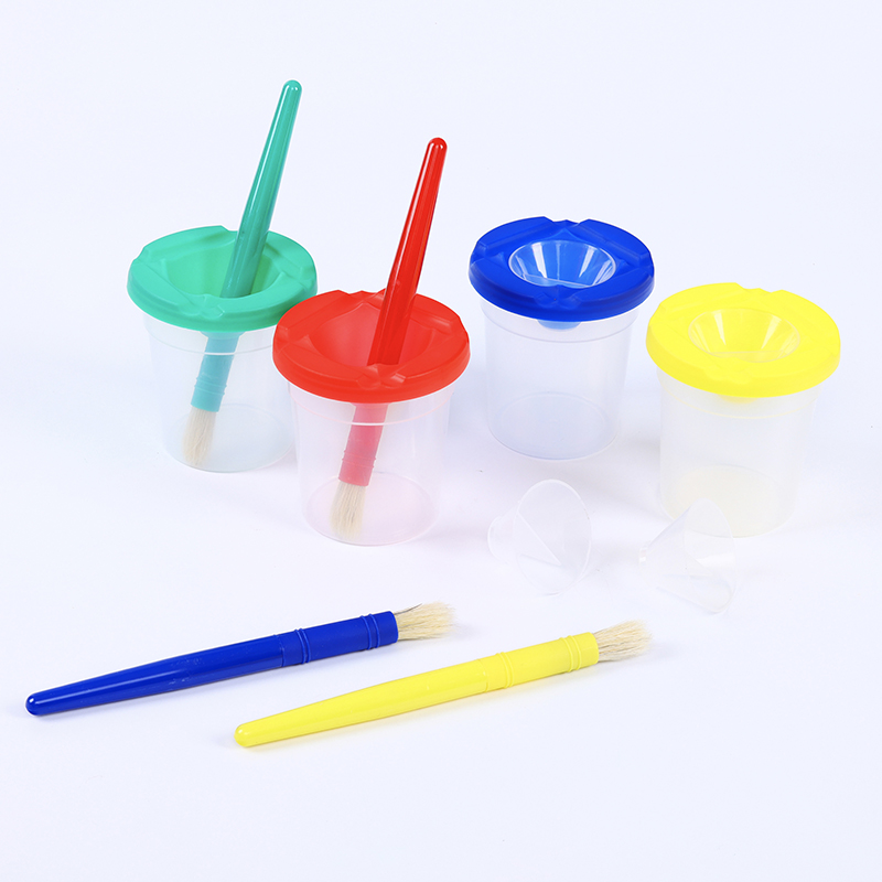 Copo de tinta profissional sem derramamento com conjunto de pincéis redondos