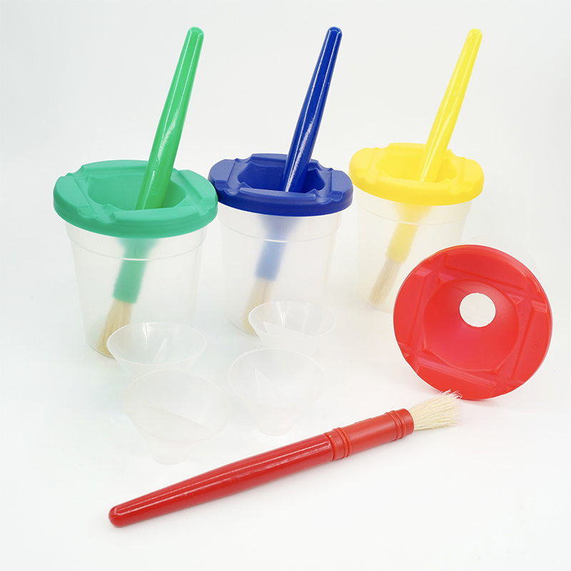 Copo de tinta profissional sem derramamento com conjunto de pincéis redondos